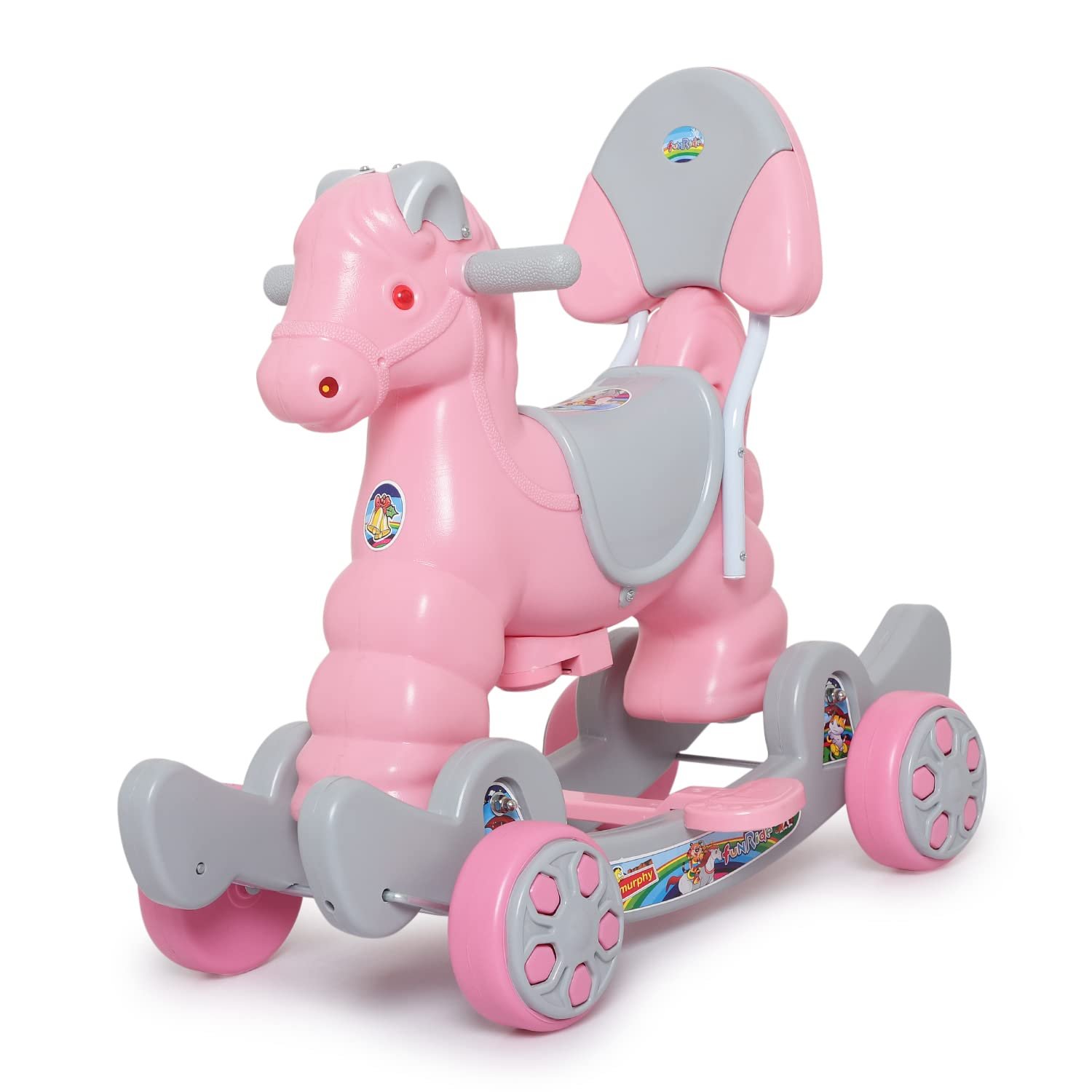 eHomeKart Rocking Horse Ride On for Kids - Murphy Super 2-in-1 Horse Rocker Cum Ride On Toy with Backrest - Ideal Age - 1 Year to 3 Years, Weight Supported - Upto 25 KG (Pink)