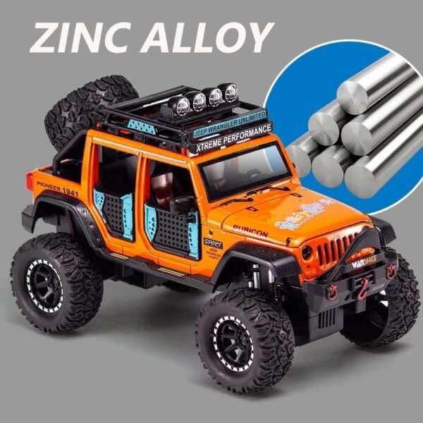 Jeep Wrangler Rubicon Alloy Pickup 1:24 Scale Model Car Exclusive Alloy Metal Car Die-cast Car Scale Model Pullback Toy car with Sound & Light Music Best Gifts Toys Kids?Colors as Per Stock? - Image 3