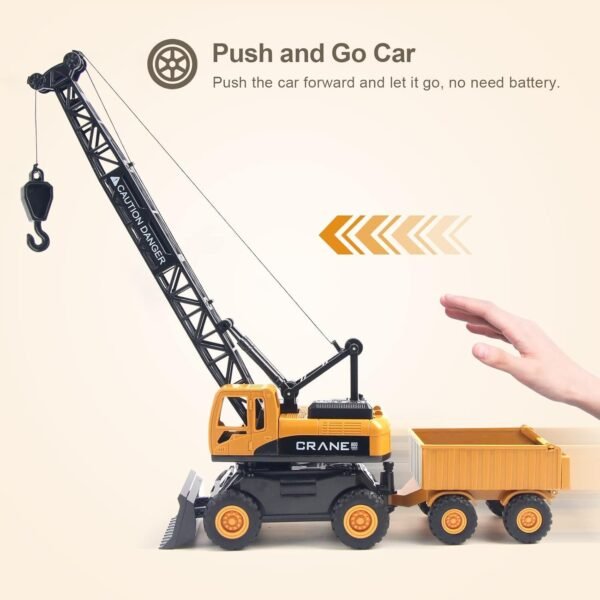 Crane Toy Truck, Construction Truck Toy Set with Road Signs,Outdoor Engineering Vehicle for Sand Party Favour, Birthday Gift 3-8 Years Old Toddlers Children Boys - Image 3