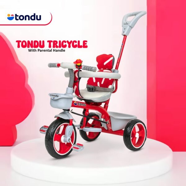 TONDU Tricycle for Baby/Kids with Safety Arm & Seat Belt with Parental Control Tricycle (Red) - Image 2