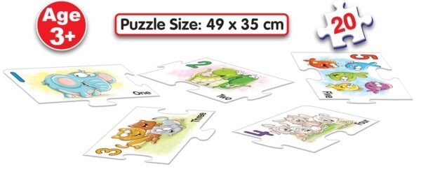 Frank Number Floor Jigsaw Puzzles for Kids for Age 3, 4, 5, 6, 7 | Fun & Creative Educational Toys | Brain Booster Kids Games for Focus & Memory | Gifts for Girls & Boys - 20 Pcs with Number & Images - Image 3