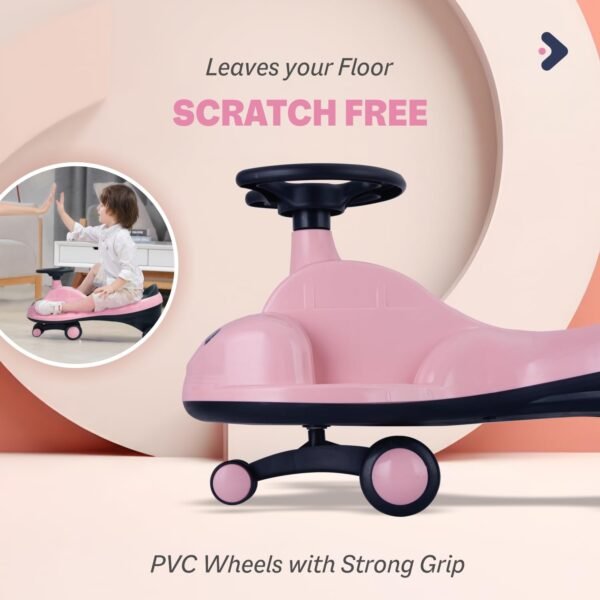R for Rabbit Iya Iya Zippy Kids Swing Car, Scratch Free PVC Wheels with ABEC7 Bearing, Ride on Magic Toy Car for Kids Suitable for 3+ Years Boys & Girls, Upto 75 Kgs (Pink) - Image 2