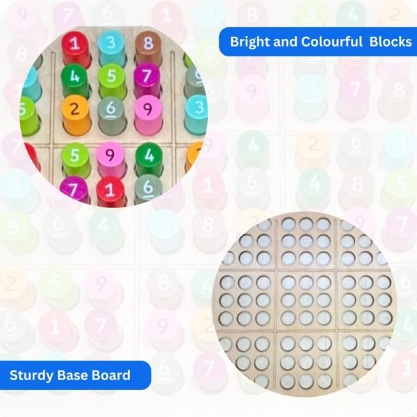 Colourful Wooden Sudoku Game | Fun Sudoku Puzzle Game Toy Challenge for 6+ Years | Educational Board Games for Primary School Kids | Math Brain Teaser Indoor Game Puzzle for Adults and Family - Image 2