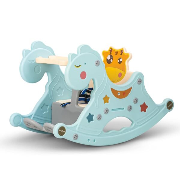 Baybee Baby Rocking Horse for Kids, Baby Swing Chair for Kids, Plastic Swing Horse Ride-on Toy for Kids- Baby Rocking Chair for Kids Indoors Outdoors for 1 to 3 Years Boy Girl (Blue)