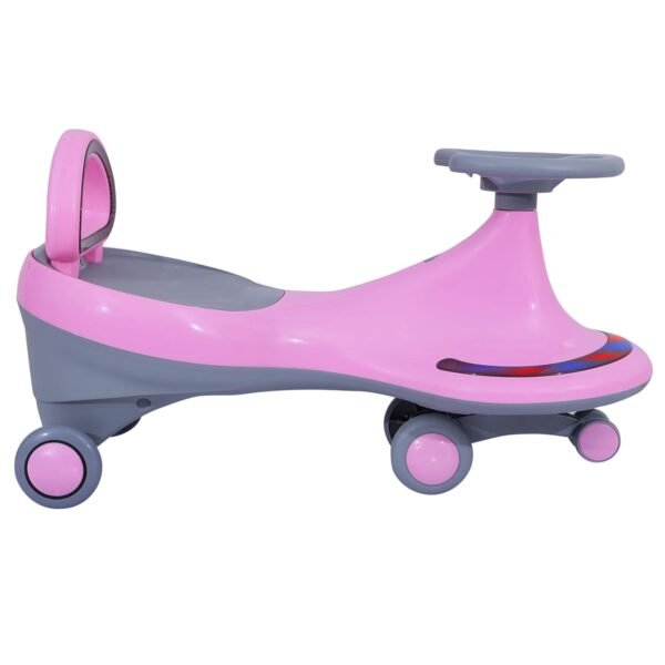 KURB Twister Swing Car for Kids 1-5 Years| Magic Car with Light & Music | Twister Car with Back Support | Swing Car with PU Wheels | Comfortable & Durable Seat (Pink) - Image 4