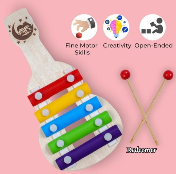 Redeemer Wooden Guitar Xylophone, 5 Notes, Musical Piano Toy for Toddlers 1-6 Years - Image 4