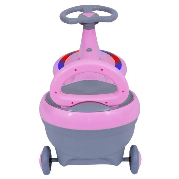 KURB Twister Swing Car for Kids 1-5 Years| Magic Car with Light & Music | Twister Car with Back Support | Swing Car with PU Wheels | Comfortable & Durable Seat (Pink) - Image 6