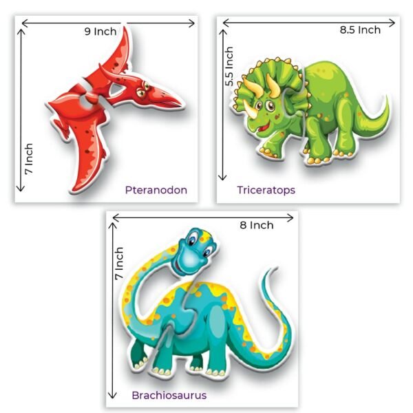 TOYKRAFTT 3 Piece Puzzle for Kids 1-3 Years | Toddler Puzzles, Educational Jigsaw Puzzle for 2-Year-Olds | Toys for 3-Year-Olds | My First Dinosaur Puzzles - Image 3