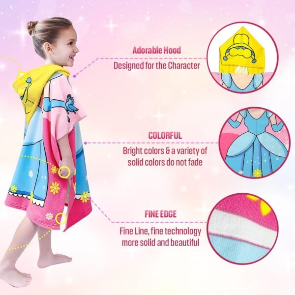 TONY STARK Poncho Towel for Kids, Beach Towel with Hoodie, 60x60cm Travel Towel for 1-7 Years Girls and Boys, Soft Microfiber Sleeved Poncho (Dream Princes) - Image 3