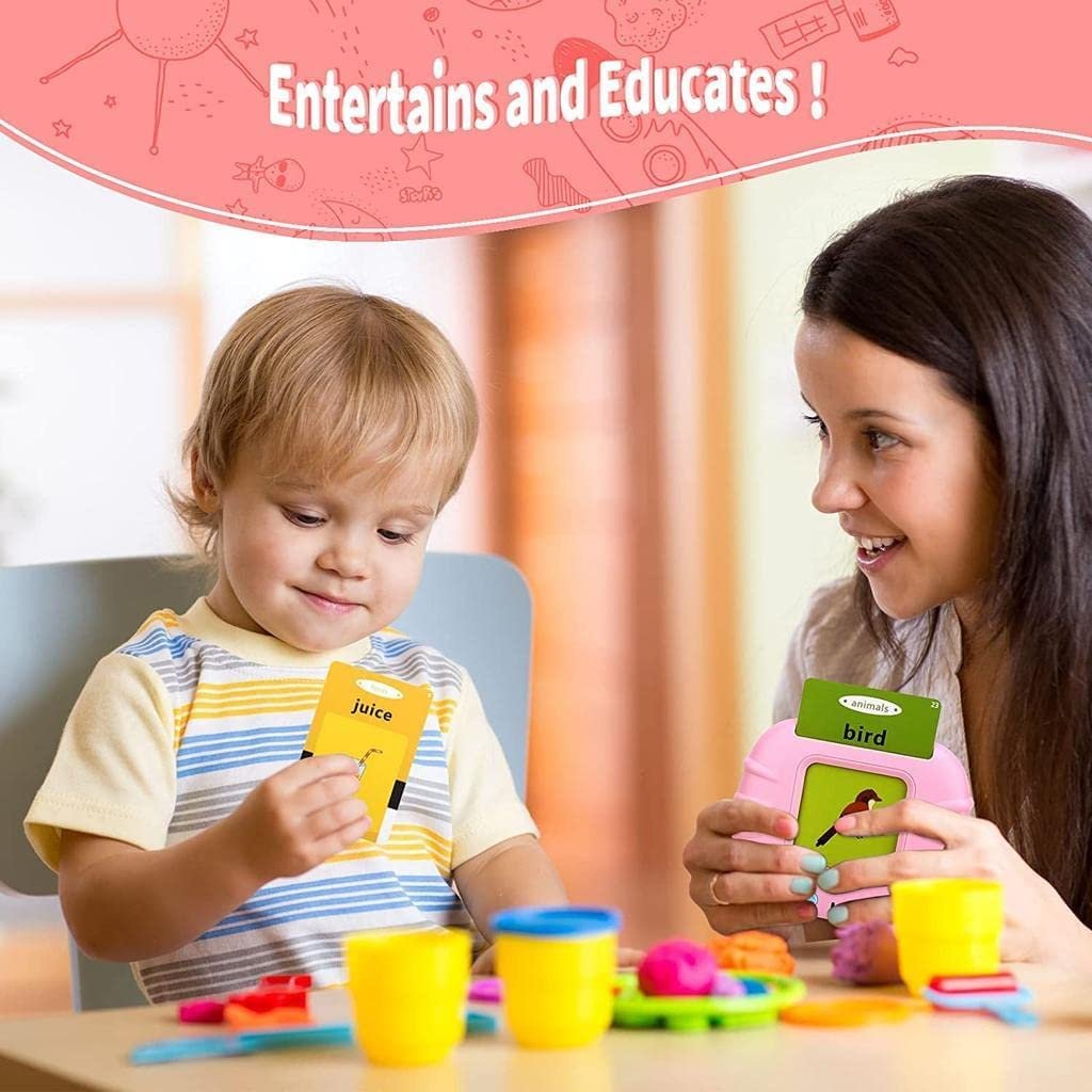 Generic Toys for 1-5 Years Old: 112 Talking Baby Flash Cards, Pink, 224 Words, Autism Toys, Speech Therapy, Everyday Concepts, Large Plastic Cards, Unisex, Pastel/Pink - Image 2