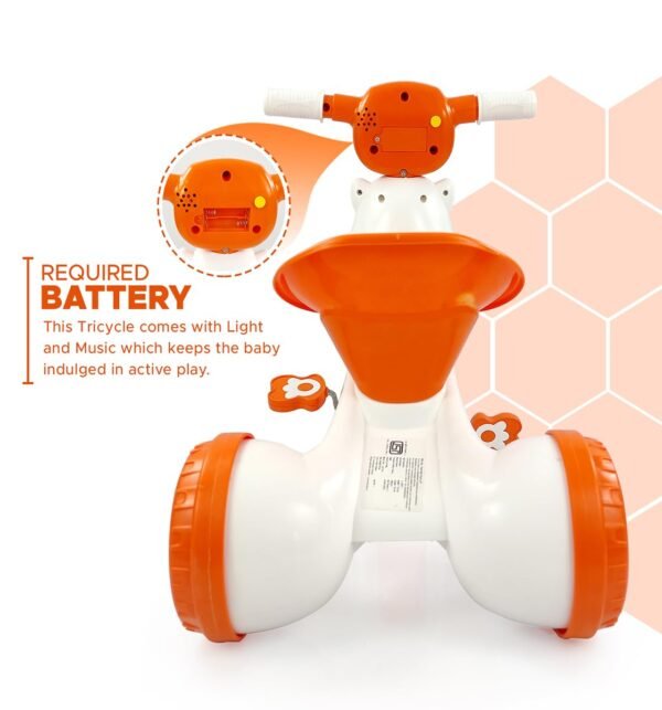 Dash Teddy Foldable Tricycle for Kids 1-3 Years, Baby Cycle With Light and Music (Capacity 20Kg | Orange) - Image 5