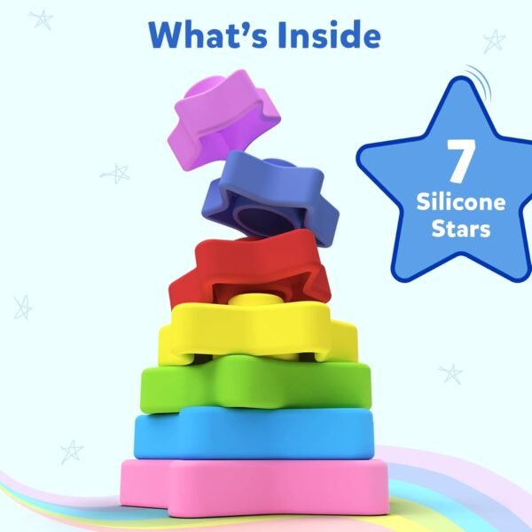 Skillmatics Silicone Stacking Toys - Starry Stacker, Montessori Toys & Games, Activity & Learning Toy for Infants, Toddlers, Kids, Classic Board Game Gifts for Ages 6 Months to 3 Years - Image 3