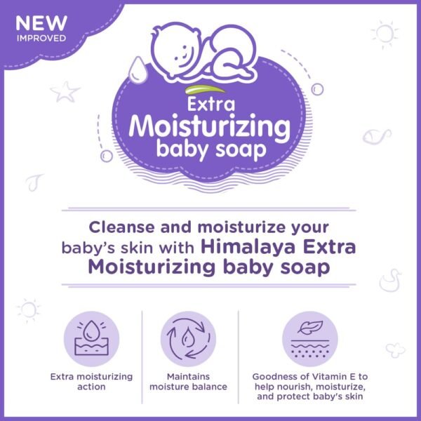 Himalaya Extra Moisturizing Baby Soap 75 G | Free | No 1 Doctor Prescribed Brand | Aloe, Olive, Milk| Cleanses & Moisturizes Baby\'s Skin - Image 5