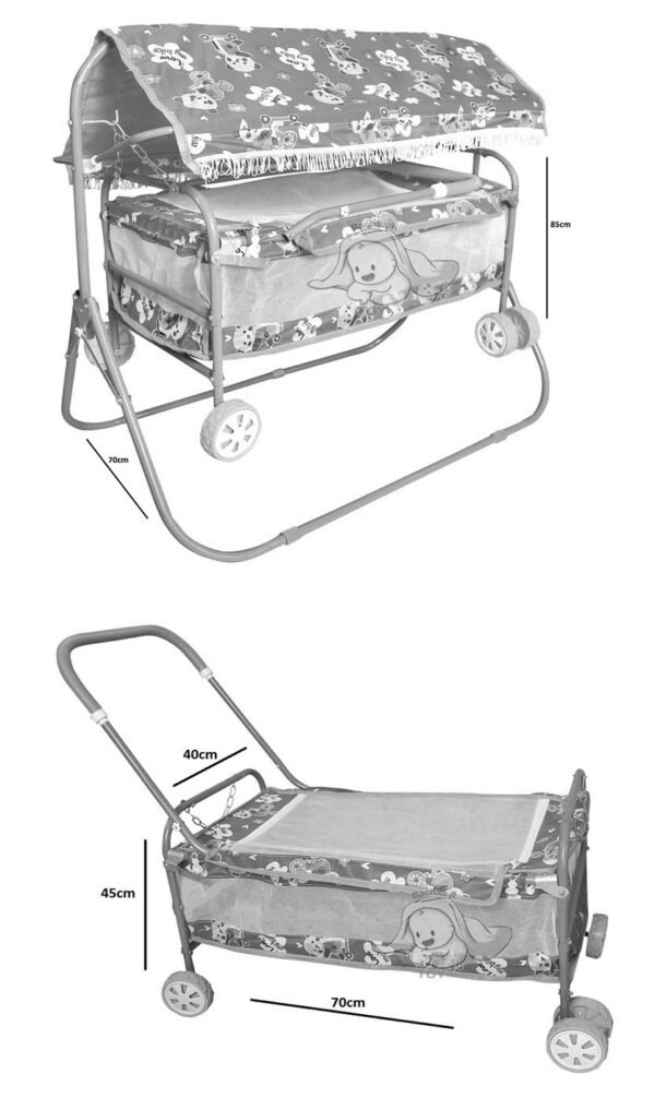 jhula for Newborn Babies with Canopy.Deluxe baggi Swing and Soft Baby Bedding for Kids.Premium Cradle palna for 0 to 2 Year.Dreamy Pink for Girls & Boys. - Image 2