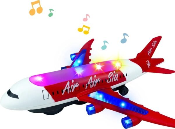 Bump & Go Action Musical Airplanes Toy with Flashing Lights & Sounds, Up and Down Feature Toddler Toys for 3-5 Years Old Boys Girls