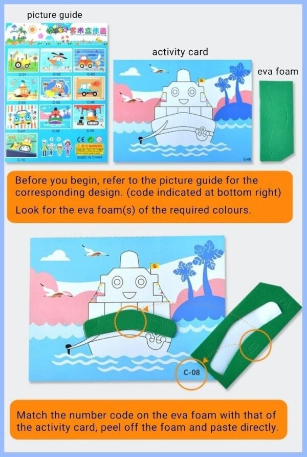 Tiny Toys EVA Foam Stickers 3D Puzzles, Art & Craft Kits for Toddlers and Preschoolers - Double Sided Colour & Sticker Fun - Mess Free DIY Activity for 4-8 Year Old Boy/Girls - Image 5
