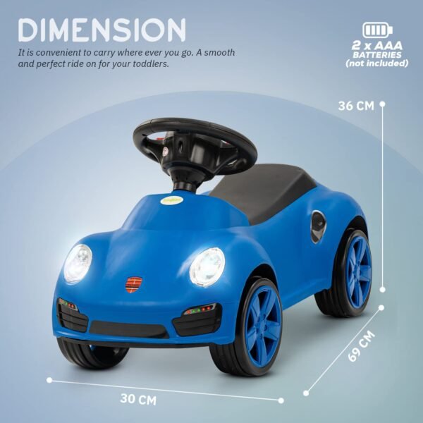 Baybee Bolt Baby Push Ride on Car for Kids | Push Rideons Jeep with LED Light, Music & Comfort Seat | Baby Car Ride on Toys for Toddlers | Portable Kids Cars for 1 to 3 Years Boys Girls (Blue) - Image 3
