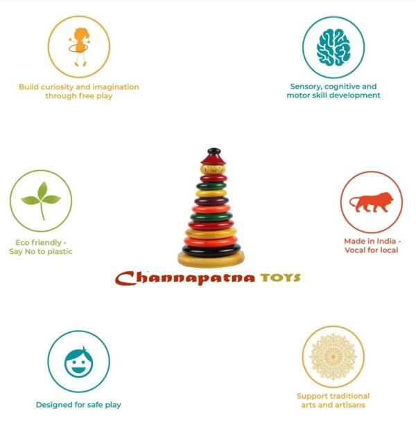 Channapatna Toys Wooden Rattle Toys for Baby, Infants/New Born Babies (0+ Years) - Jingle Bell - Multicolor - Set of 2 pcs - Image 5