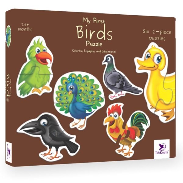 TOYKRAFTT Chunky Infant Floor Puzzle Toy, 2 Piece Puzzles for Kids Age of 2-3 Years, Animal Puzzles for Boys Girls, Educational Toys My First Birds Puzzle