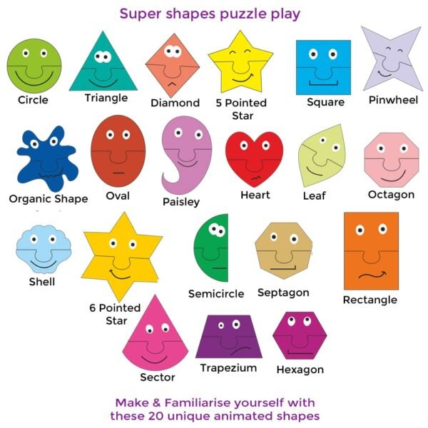 Shapes Puzzles for Kids 3-5 Year Olds, Montessori Toys for 3+ Years, Learning Educational Toys Games for 3-5 Year Kids - Super Shapes - Image 5