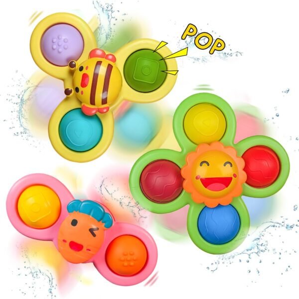 Wembley Baby Products Bath Toys 3 PCS Suction Cup Spinner Toy for Baby Toddlers Sensory Toys for Kids | Sticks to Window Table Baby High Chair Tray Bath Spinners for Baby Gifts for Baby Toddlers