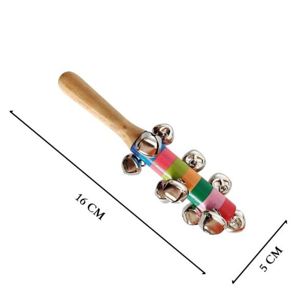 Wooden Rattle Toys for Baby, Infants/New Born Babies (0+ Years) - Jingle Bell - Multicolor - Set of 2 pcs - Discover Sounds, Develops Sensory Skills - Image 2