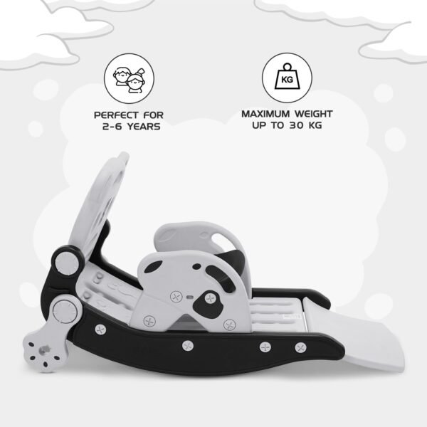 Amazon Brand - Jam & Honey 3-in-1 Rocking Panda Slide with Baby Rocker & Chair | for Kids 2-5 Years Old | Non-Toxic PE | Durable & Safe | BIS Approved | Black & Grey - Image 4