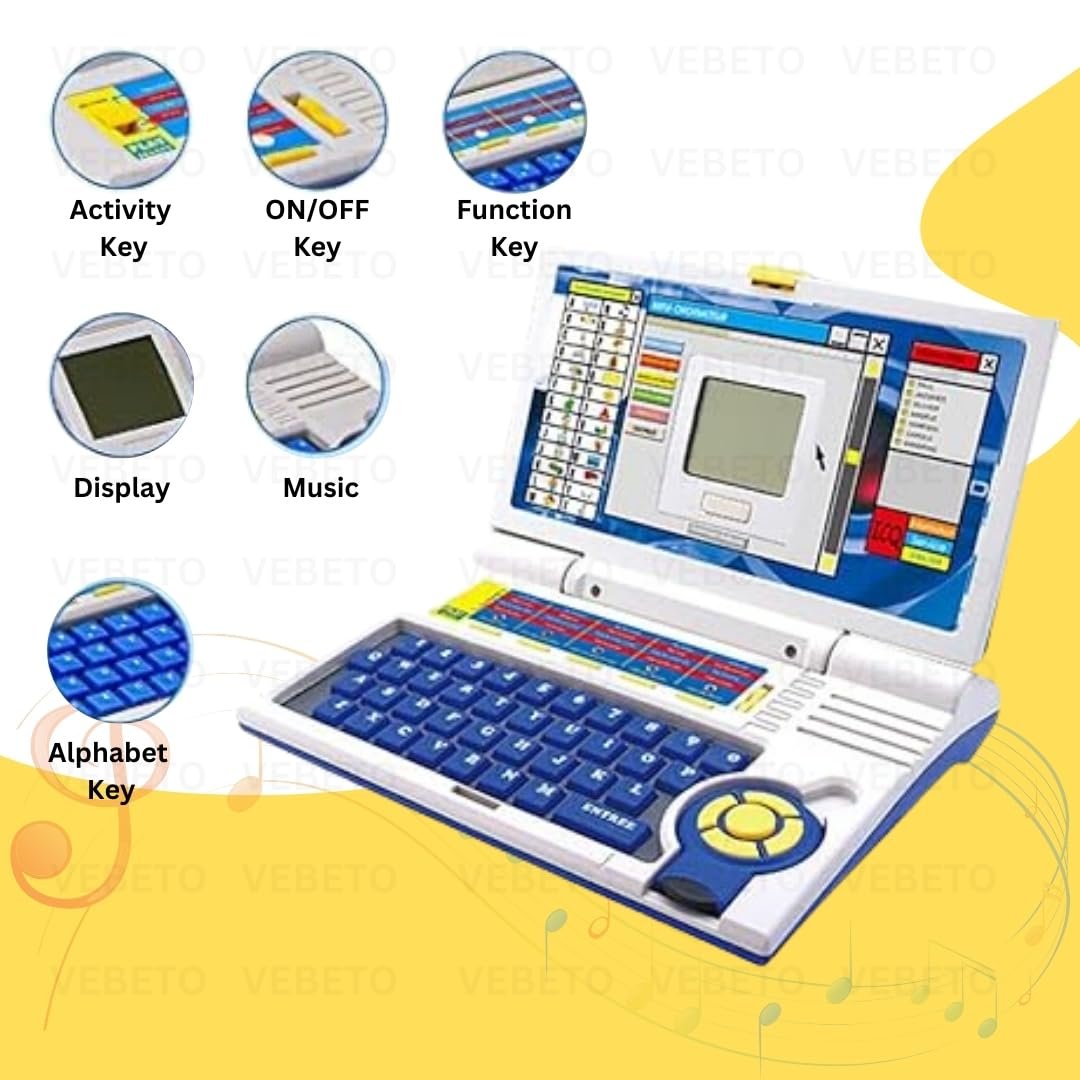 Educational Laptop for Kids (1 Year Warranty) w/ Mouse Games 20 Fun Computer Activity Learning Toy for 2 3 4 5 Years Boys Girls Learn Letters Words Mathematics Music Logic Memory Tool, Blue - Image 4