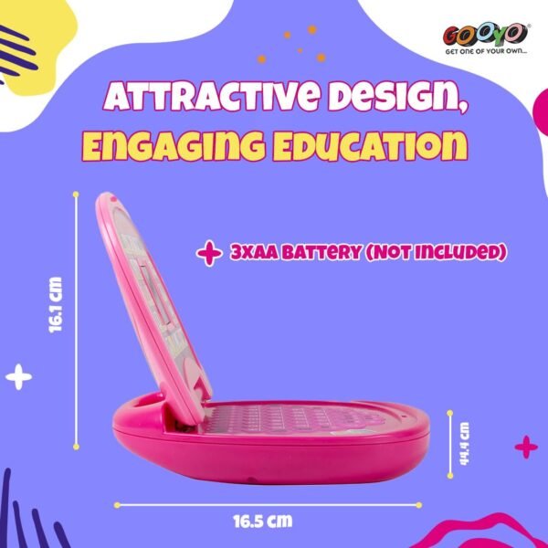Gooyo 2011A Battery Operated Educational Learning Laptop Toy with LED Display and Music Effect | Babies/Girls/Boys/Toddlers | Pink Color, Power Source: 3xAA Battery (Not Included) - Image 2