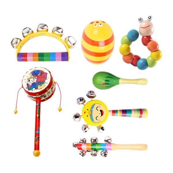 ATORSE™ 7Pcs Wooden Baby Rattle Set Musical Development Toy for Newborn 0-1 Year Old|Baby | Toys for Baby | Rattles