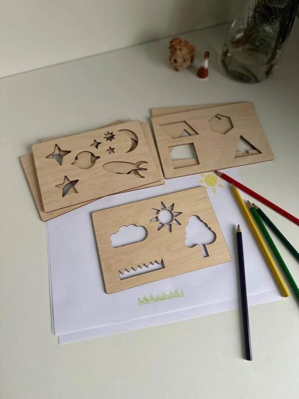 Stencils Set for Kids |Wooden Stencils for Kids| Educational Learning Toys How to Draw for Kids| Montessori Stencils Set |Wooden Educational Toys for Kids 3 Years or 2 or 4 Years Old - Image 3