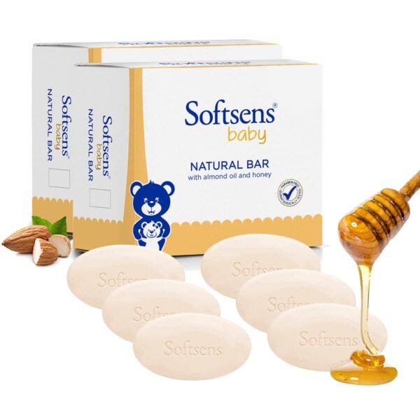 Softsens Baby Natural Bar Soap with Honey, Orange & Natural Almond Oil,Natural Milk Cream,Shea Butter Soaps x 100g (Pack of 2) - Image 6