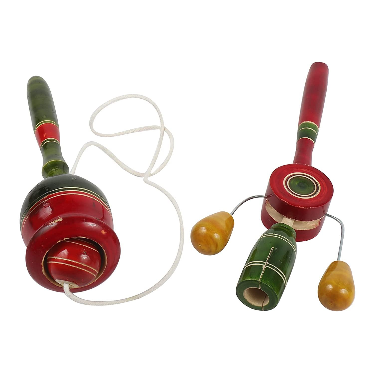 Channapatna Toys Wooden Cup and Ball Balancing and Rattle Toy for Kids (1 Year+) red & Green- Pack of 2 pcs- Develop Hand-Eye Coordination and Gross Motor Skills - Image 4
