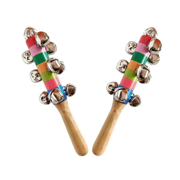 Wooden Rattle Toys for Baby, Infants/New Born Babies (0+ Years) - Jingle Bell - Multicolor - Set of 2 pcs - Discover Sounds, Develops Sensory Skills