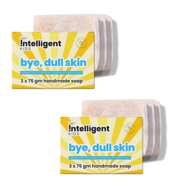Tuco® Kids Bye, Dull Skin Soap Pack of 6X75gm with Turmeric, Shea Butter & Coconut Oil | Perfect for Dull & Sensitive Skin | Paraben & Sulphate Free | Ages 2-5, 5-10, 10-15 | 6x75gm