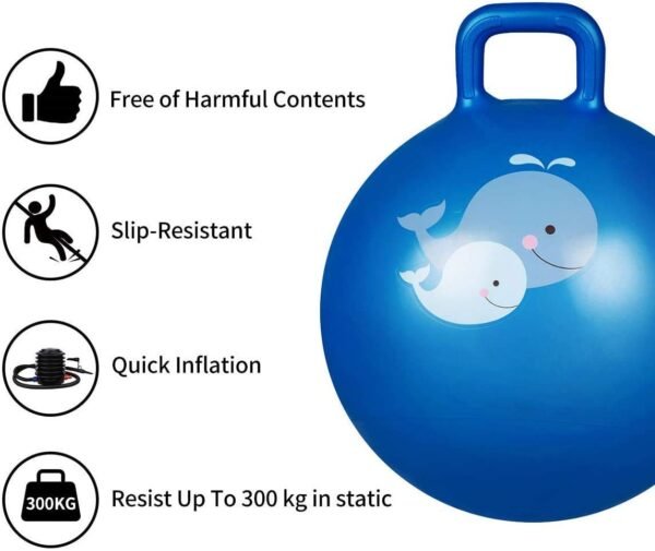YAGVIZ Kids Jumping Hopping | Rubber Hop Ball for Kids Ages 3-6 Year | Inflatable Sit and Bounce Rubber Hop Ball for Kids(65cm) - Image 3