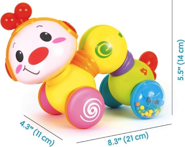 Pluspoint Caterpillar Press & Go Toy Musical,Baby Toys 6 To 12 Months, Light Up Head Inchworm Infant Toys, Baby Crawling & Educational Toys For 1 Year Old Boys & Girls (Caterpillar) - Multicolor - Image 2