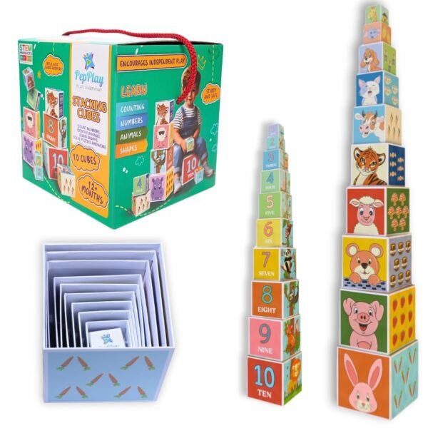Stacking And Nesting Cubes Educational Toys, Early Learning, Brain Activity, Travel-Friendly Toy For Toddlers, Montessori Toys For 1+ Year-Old, Gift For 1, 2 Years Old Boys & Girls, Multicolor