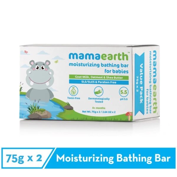 Mamaearth Moisturizing Baby Bathing Soap Bar, pH 5.5, with Goat Milk & Oatmeal. Pack of 2, 75gms each - Image 3
