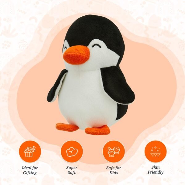 Amazon Brand - Jam & Honey Soft Penguin Plush Toy for Kids | Soft Toy for Boys and Girls | Super-Soft and Safe| Ideal for Gifting | Height 17 cm | Black and White - Image 4