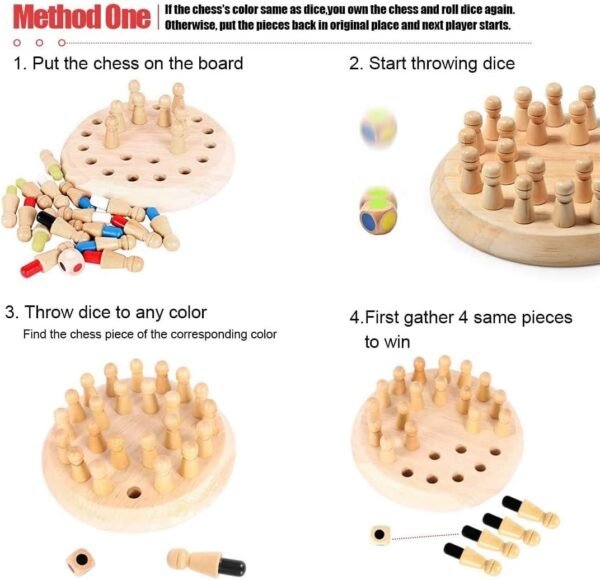 SUPER TOY Wooden Memory Chess Color Matching Game Multi Player Family Board Games for Kids and Adults, Learning Educational Toy for Toddler 3 4 5 6 7 8+ Year Old, Birthday Gift for Boy Girl - Image 6