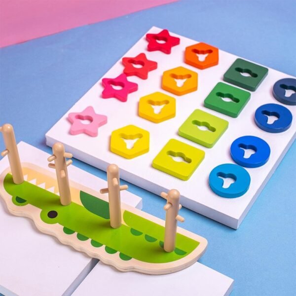bnf® Wooden Sleeve Column Toys Sorter Toys Geometric Shapes Boys Girls s Yellow Baby | Toys for Baby | Developmental Baby Toys - Image 6