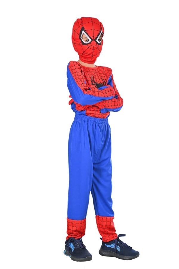BookMyCostume Red Blue Superhero with Gloves Kids Fancy Dress Costume | Imported | Standard 6-7 Years Blue/Red - Image 2