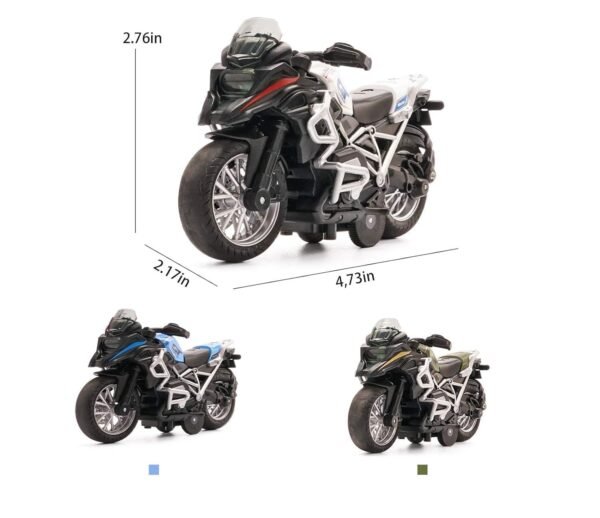 WORSHIPER Motorcycle Toy - Pull Back Motorcycle Toys, Tiny Gift with Music Lighting, Latte Motorcycles Toy for Kids Boys Age 3-8 Year Old 【Random Colour】 - Image 3