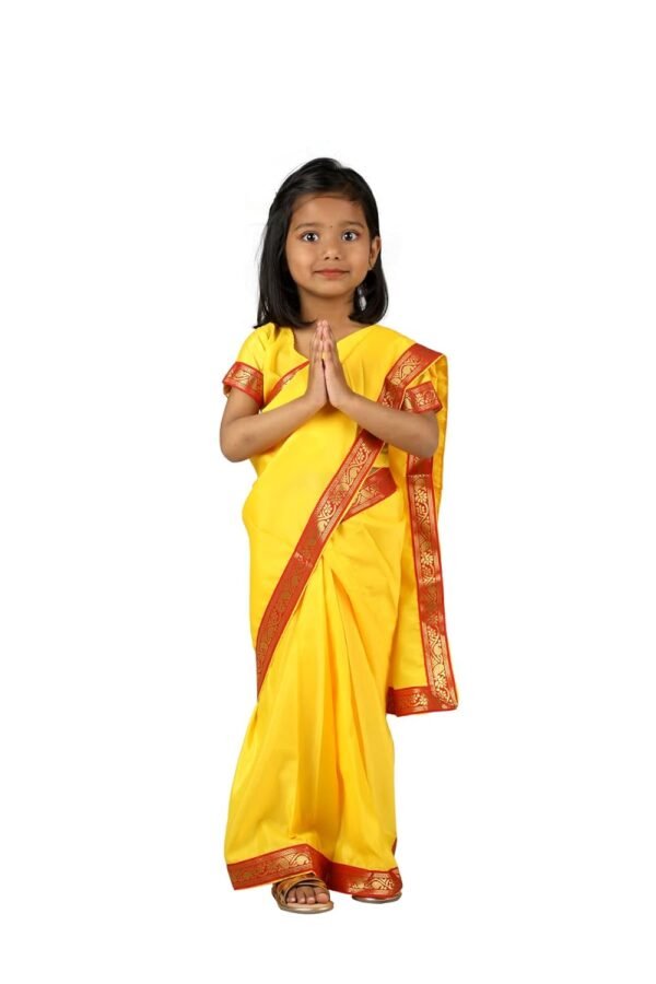 BookMyCostume Devaki Yellow Saari Janmashtami Girls Fancy Dress Costume 6-7 years - Image 6