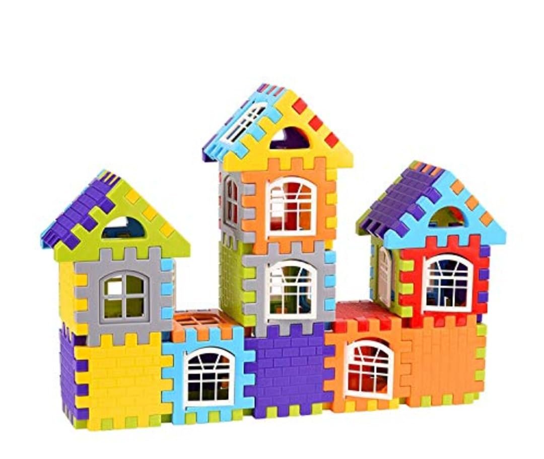 MBK 60+ PCS Kids Building Blocks Set with Windows - Educational Toys for Boys and Girls 2-5 Years - Multicolour - Image 2