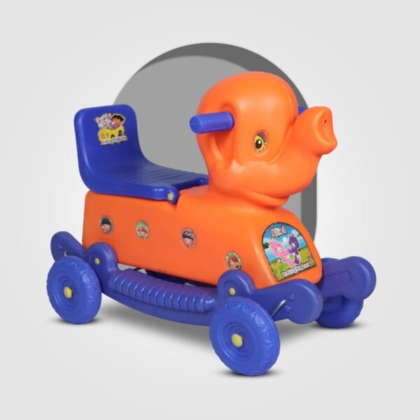 Elephant Rider for Kids 1-3 Years Old 2-in-1 Rocker/Ride-Ons & Wagons Non Battery Operated Rideon (Orange & Blue)