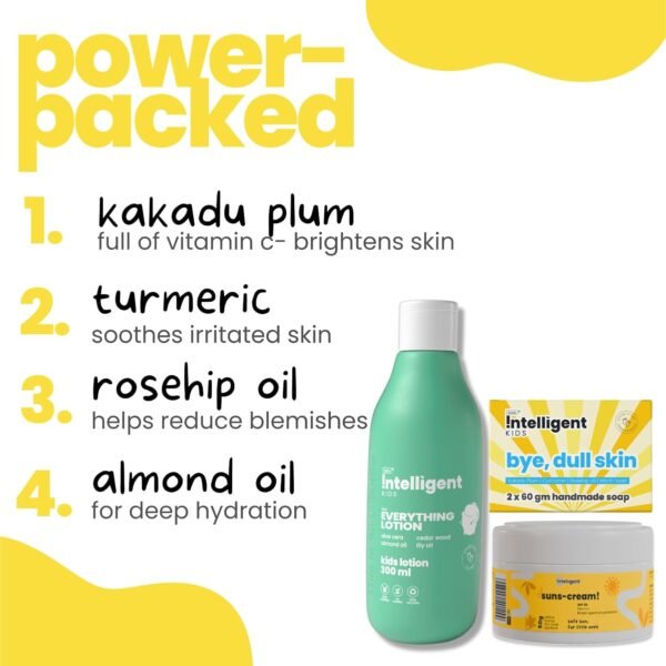 TuCo Dull Skin Soap (60 gm x 2), Lotion (100 ml) & Sunscreen (50 gm) - Ultimate Kiddy Dull Skin Kit, Safe For Kids, Paraben Free & Sulfate Free - (Combo Pack of 3) - Image 4