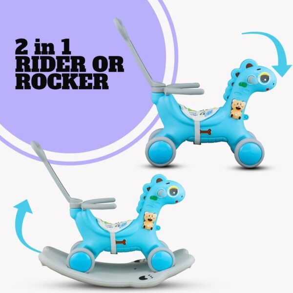 Clever Fox Dino DLX Dinosaur Ride on Musical Toy Rockers for Kids/Rocker Indoors & Outdoors Made in India for 1-3 Years Unisex Kids (Blue) - Image 3