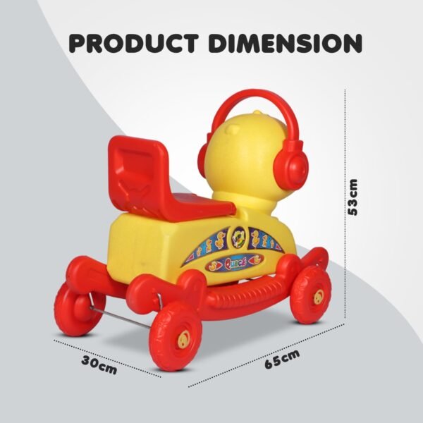 Quack Duck Rider for Kids 1-3 Years Old 2-in-1 Rocker/Ride-Ons & Wagons Non Battery Operated Rideon (Red & Yellow) - Image 2